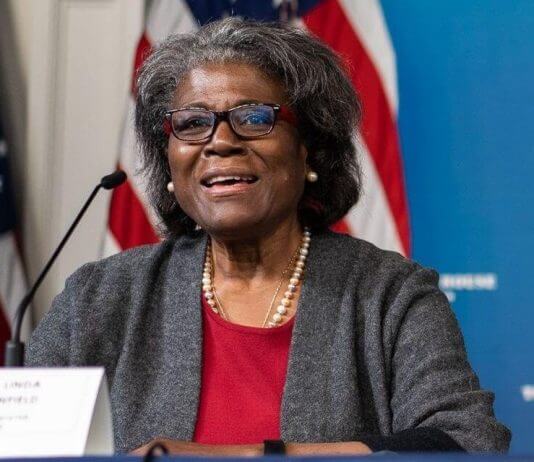 Ameriška veleposlanica pri Združenih narodih kritizira kitajsko diplomacijo cepiv Foto: Veleposlanica Linda Thomas-Greenfield, twitter.com/USAmbUN