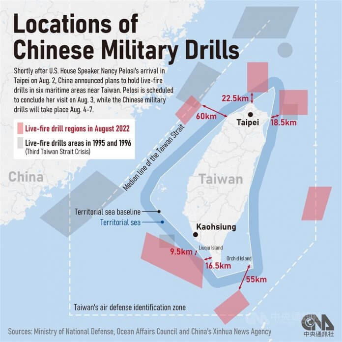 Viri: Tajvansko ministrstvo za nacionalno obrambo, Svet za oceanske zadeve in kitajska tiskovna agencija Xinhua