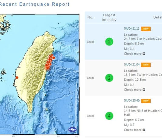 Po potresu z magnitudo 7,2 na Tajvanu več kot 360 popotresnih sunkov