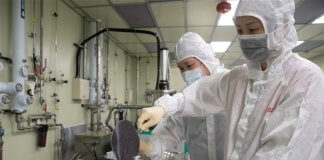 Odziv nekdanjega izvršnega direktorja TSMC na ameriške grožnje s carinami na čipe: »Tajvan bi moral sodelovati z ZDA« Foto: Tehniki pregledujejo silicijeve rezine v obratu za proizvodnjo, CNA.