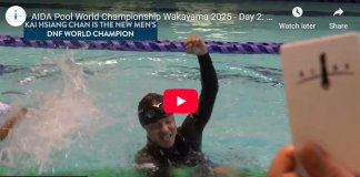 Tajvanski prosti potapljač na svetovnem prvenstvu na Japonskem izboljšal dva celinska rekorda Foto: Uradna youtube stran AIDA