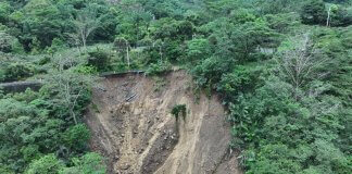 Močno deževje na Tajvanu zahtevalo 5 smrtnih žrtev, 3 pogrešane in 78 poškodovanih Foto: fotografija soteske v Kaohsiungu, v katero je 30. julija padlo vozilo, CNA.