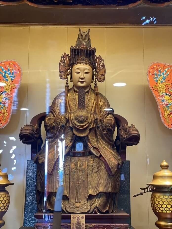 Foto: Gorska sova sedi na glavi kipa Mazu v templju Quan Hua v okrožju Miaolija, kjer je domovala dve noči in tri dni, preden je odletela (CNA). Foto: Gorska sova sedi na glavi kipa Mazu v templju Quan Hua v okrožju Miaolija, kjer je domovala dve noči in tri dni, preden je odletela (CNA).