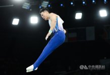 Tajvanski telovadec Tang Chia-hung osvojil zlato na svetovnem prvenstvu v Bakuju Foto: CNA.