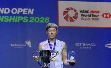 Lin Chun-yi osvojil prvo zlato za Tajvan v moškem posamičnem turnirju All England Open Foto: CNA.