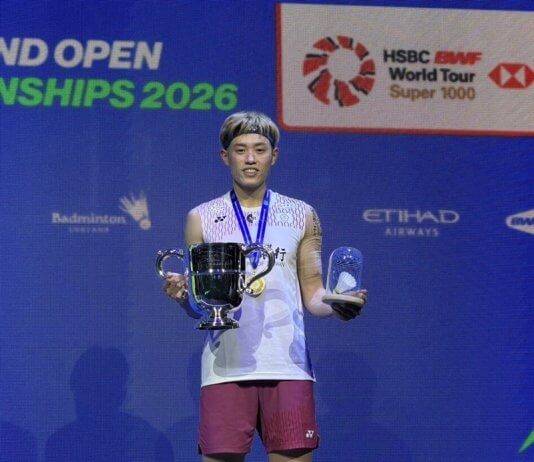 Lin Chun-yi osvojil prvo zlato za Tajvan v moškem posamičnem turnirju All England Open Foto: CNA.