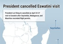 Laijev obisk Eswatinija prekinjen zaradi pritiska Kitajske Foto: CNA.