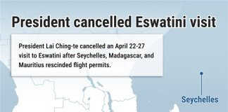 Laijev obisk Eswatinija prekinjen zaradi pritiska Kitajske Foto: CNA.